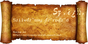 Szilvássy Árpád névjegykártya